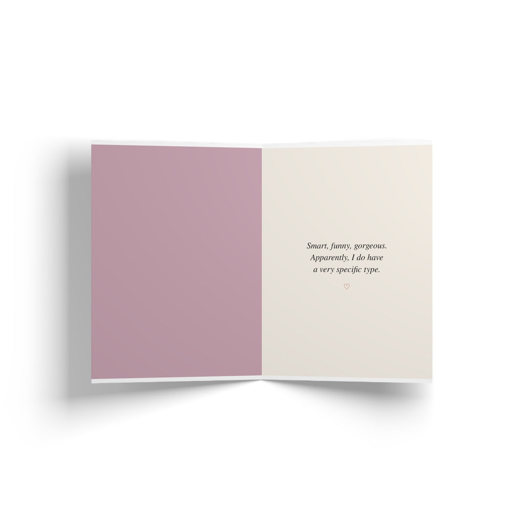 Back of greeting card: You're My Type