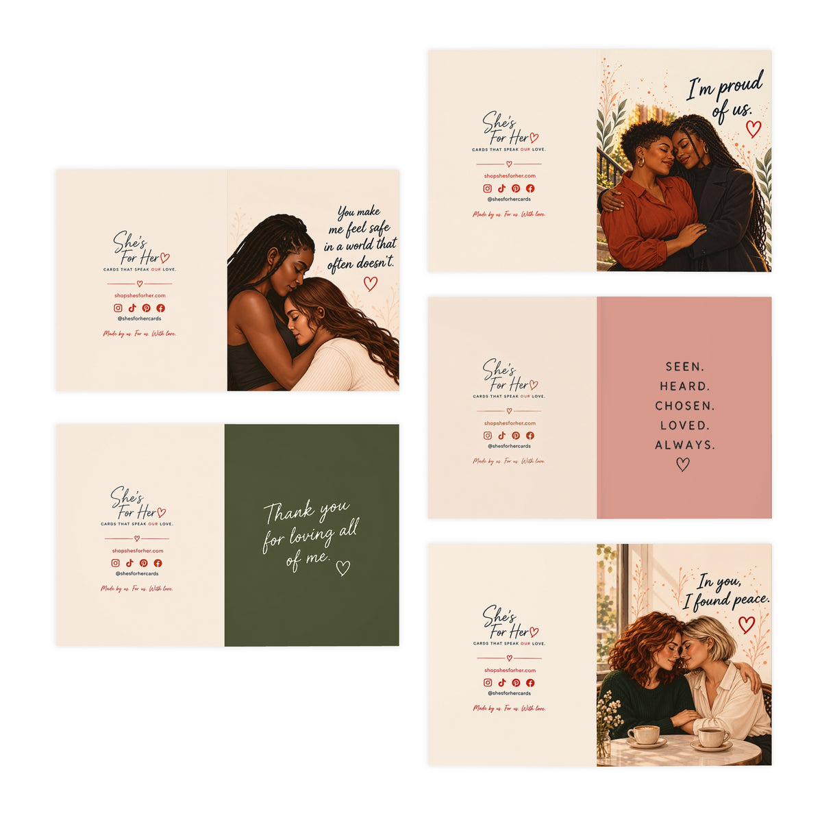 Card fronts and backs: The Soft Love Collection
