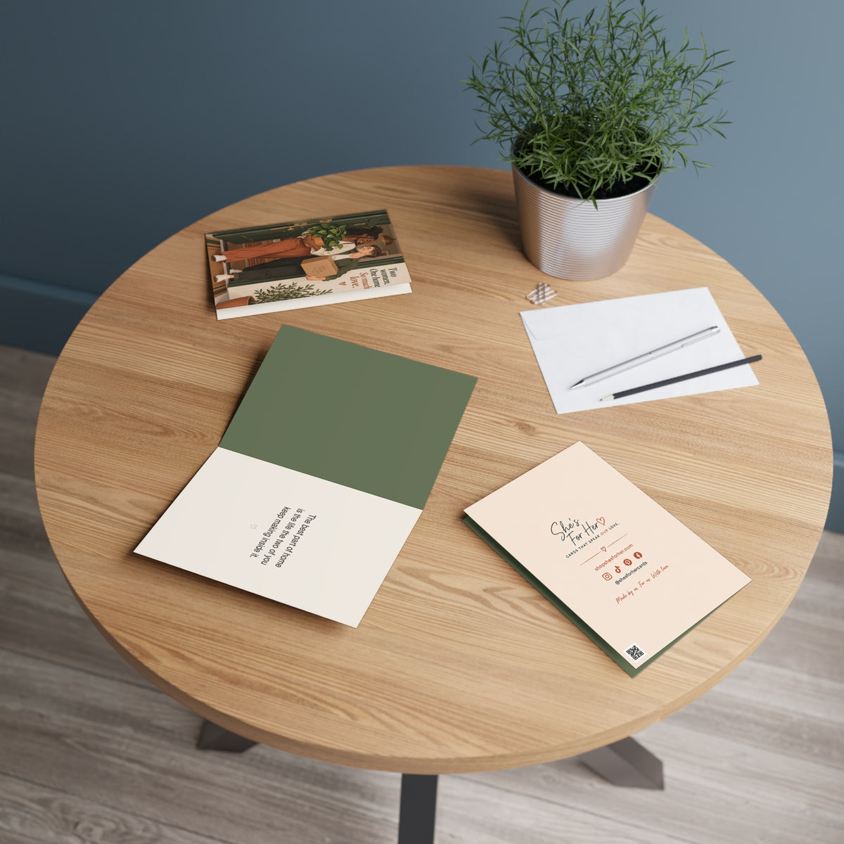 Greeting card in a setting: Lesbian New Home Greeting Card