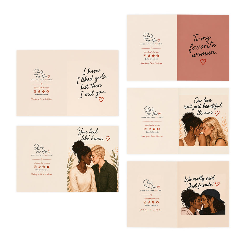 Romantic Lesbian Greeting Cards (5-Pack)