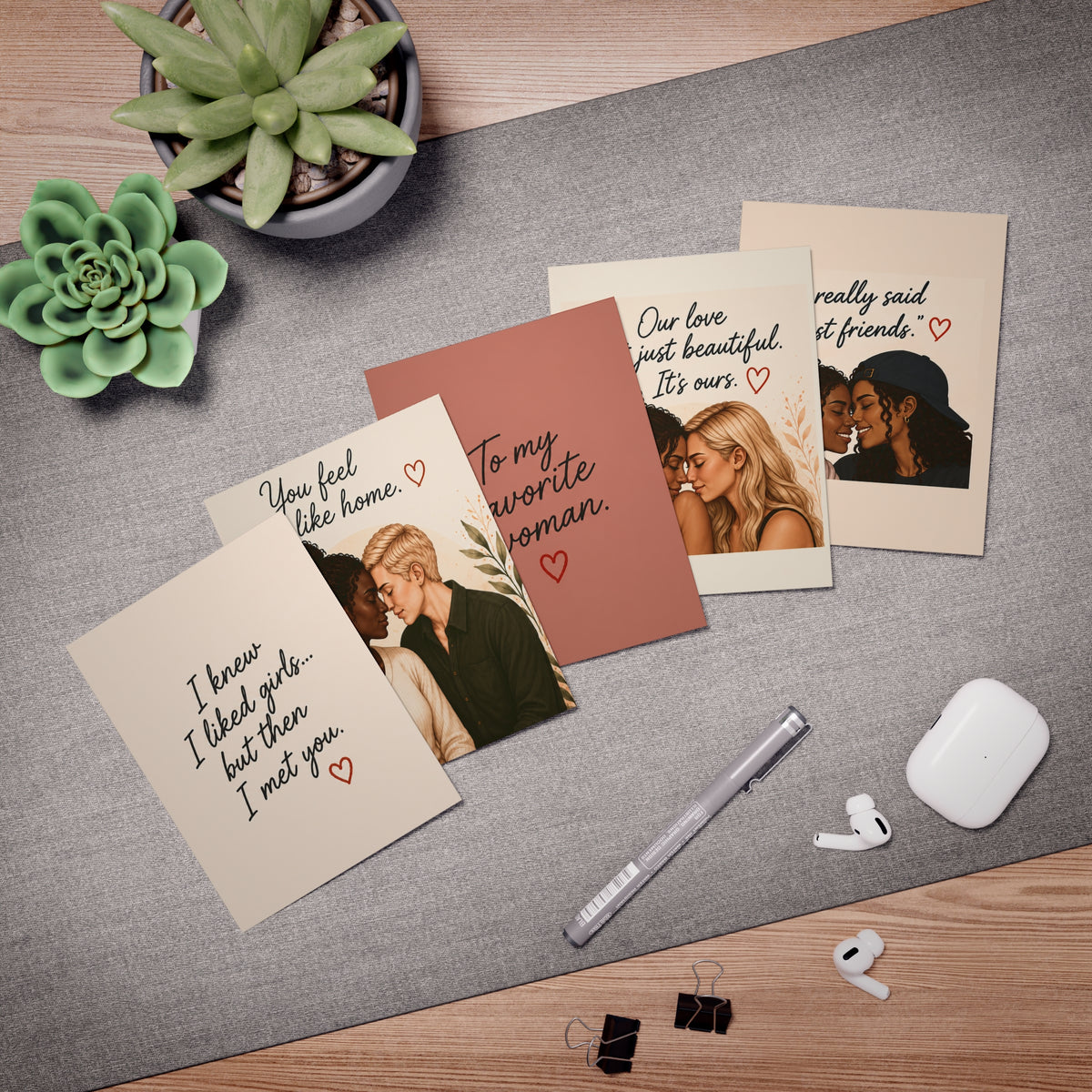 Romantic Lesbian Greeting Cards (5-Pack)