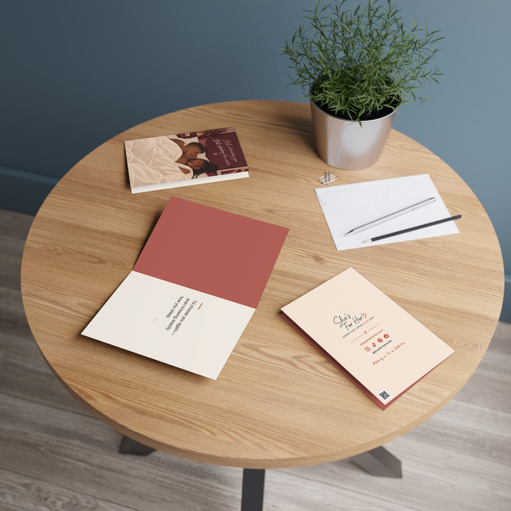 Greeting card in a setting: "Still Choosing You"