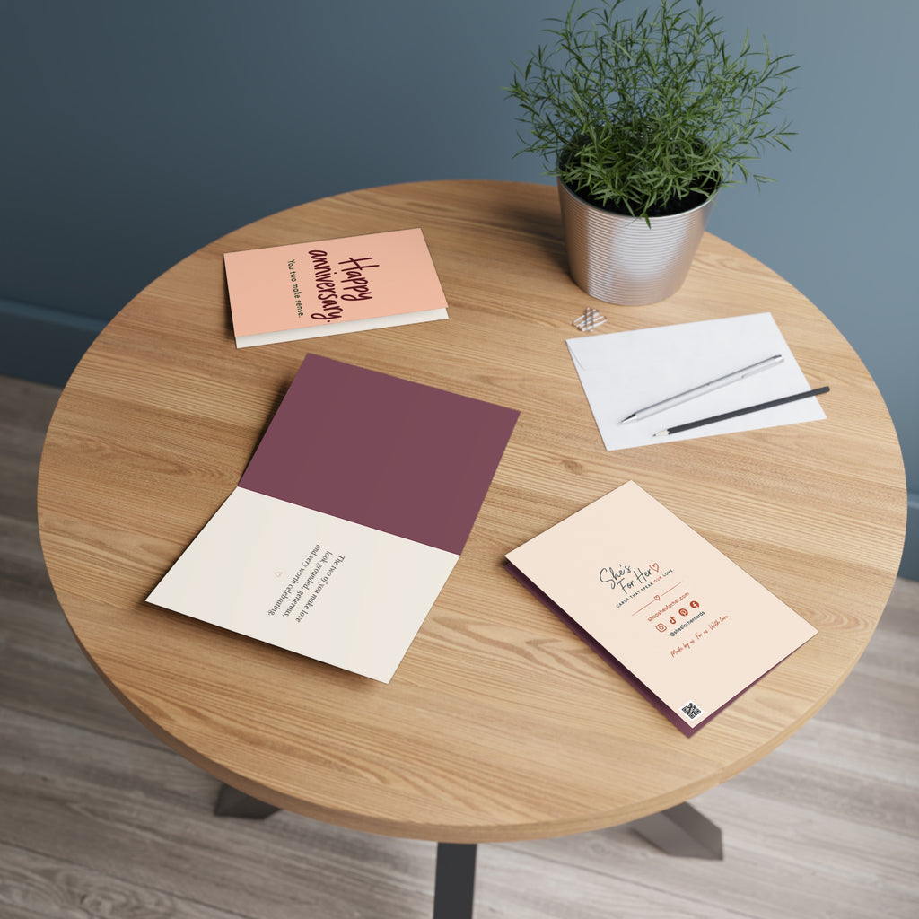Greeting card in a setting: Anniversary Greeting Card