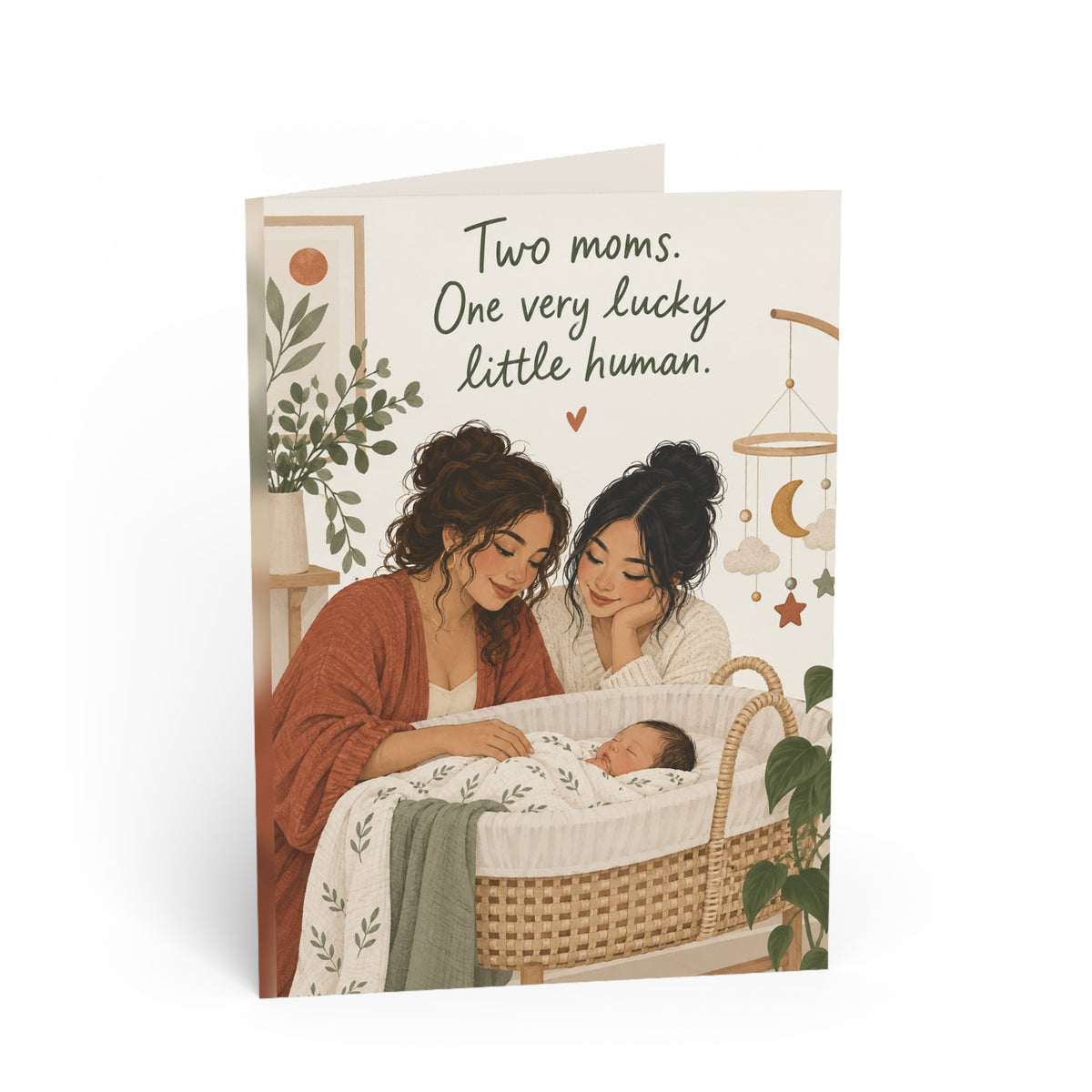 Greeting card front: New Baby Card for Two Moms