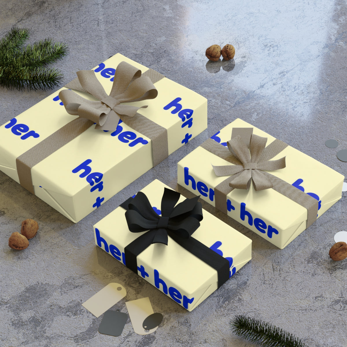 Gift wrap detail: Her + Her Wrapping Paper Roll