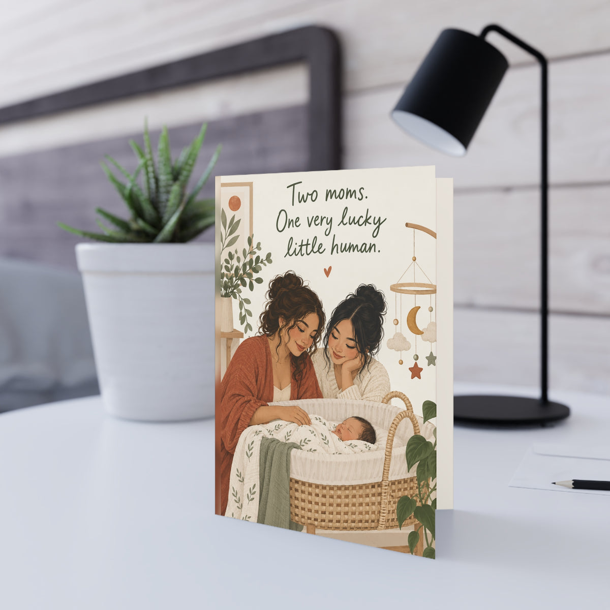 Additional greeting card view: New Baby Card for Two Moms