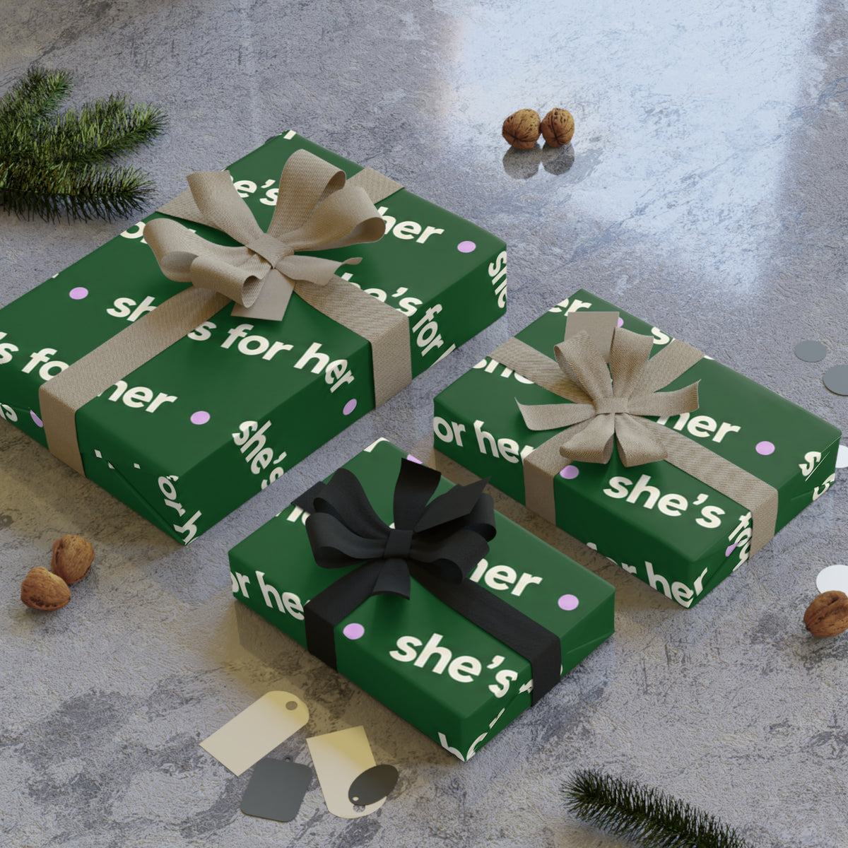 She’s For Her green wrapping paper product view 3