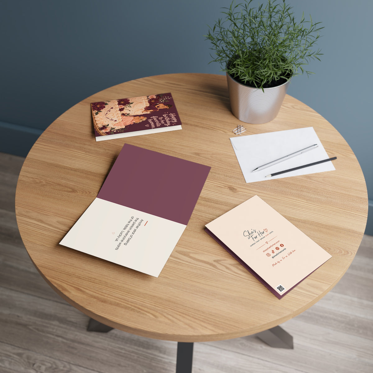 Greeting card in a setting: Birthday Card